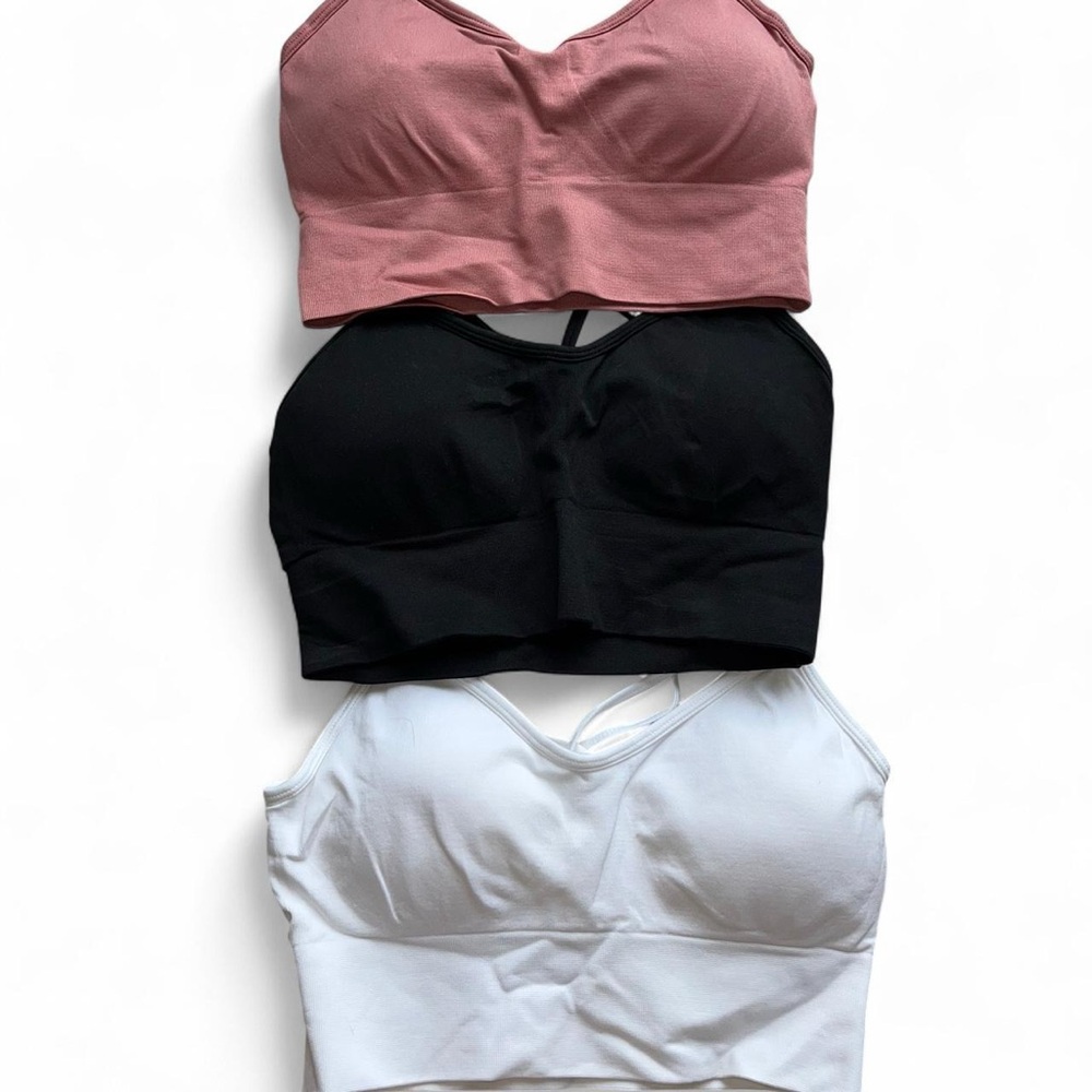 Women's Pink, Black, and White Sports Bra